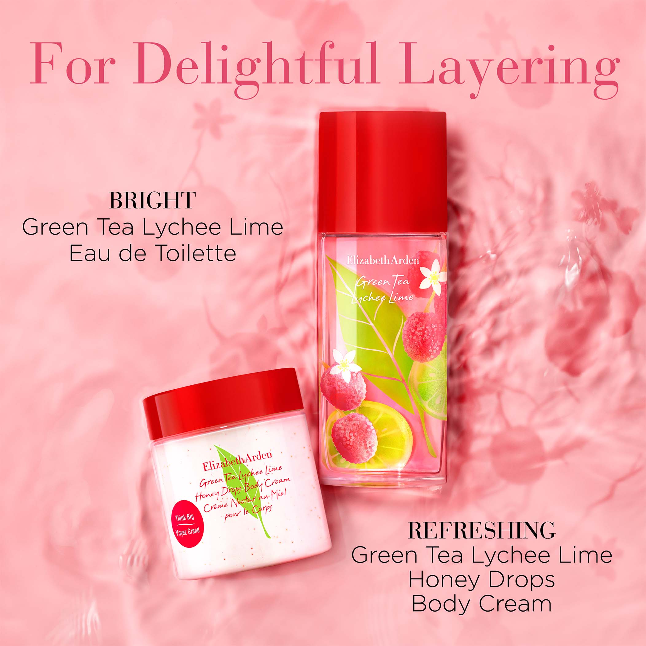 For delightful layering, green tea lychee lime eau de toilette and green tea lychee lime honey drops body cream