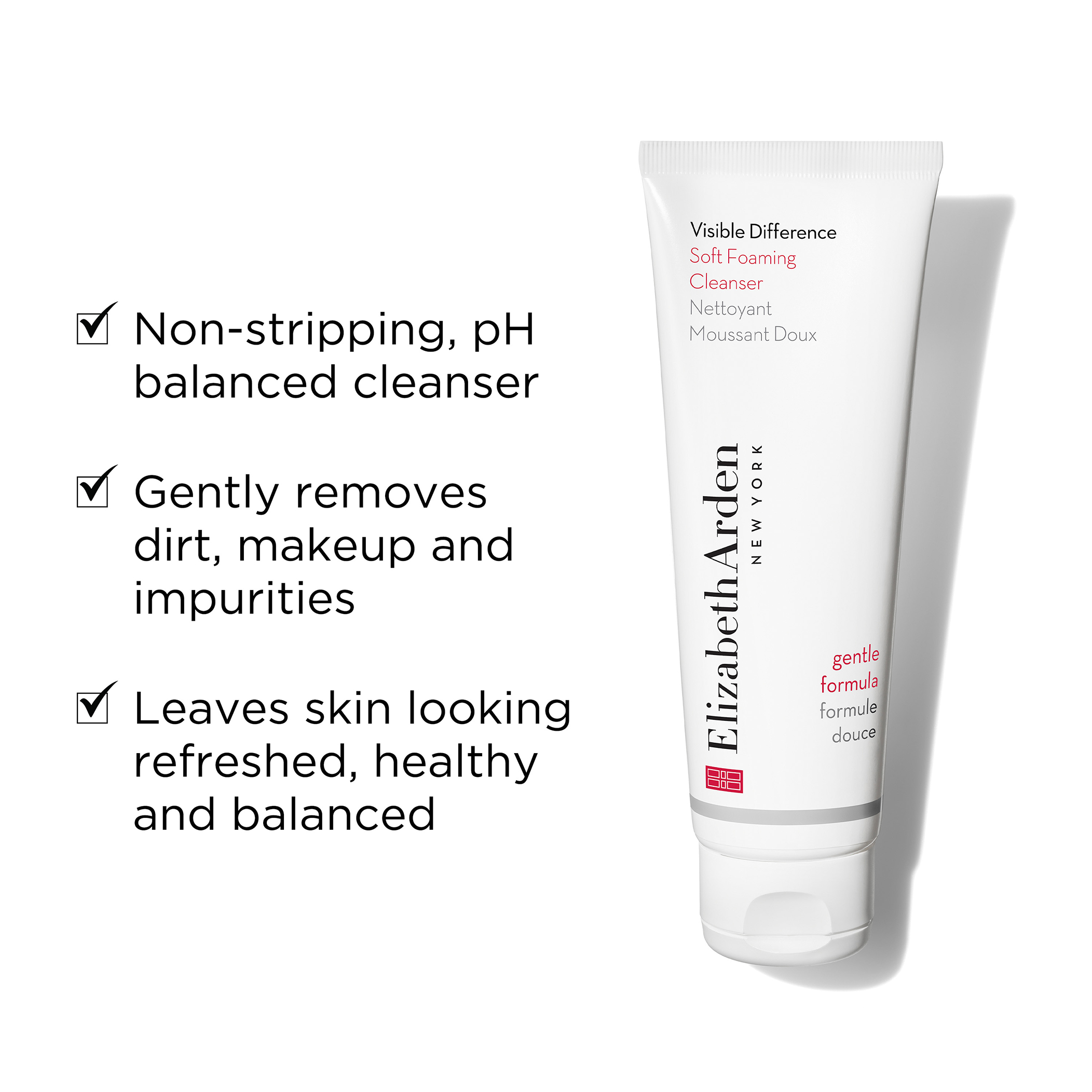 Benefits: Non-stripping, pH balanced cleanser, Gently removes dirt, makeup and impurities, Leaves skin looking refreshed, healthy and balanced
