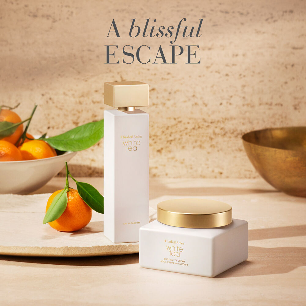 A blissful escape with white tea eau de parfum and water body cream