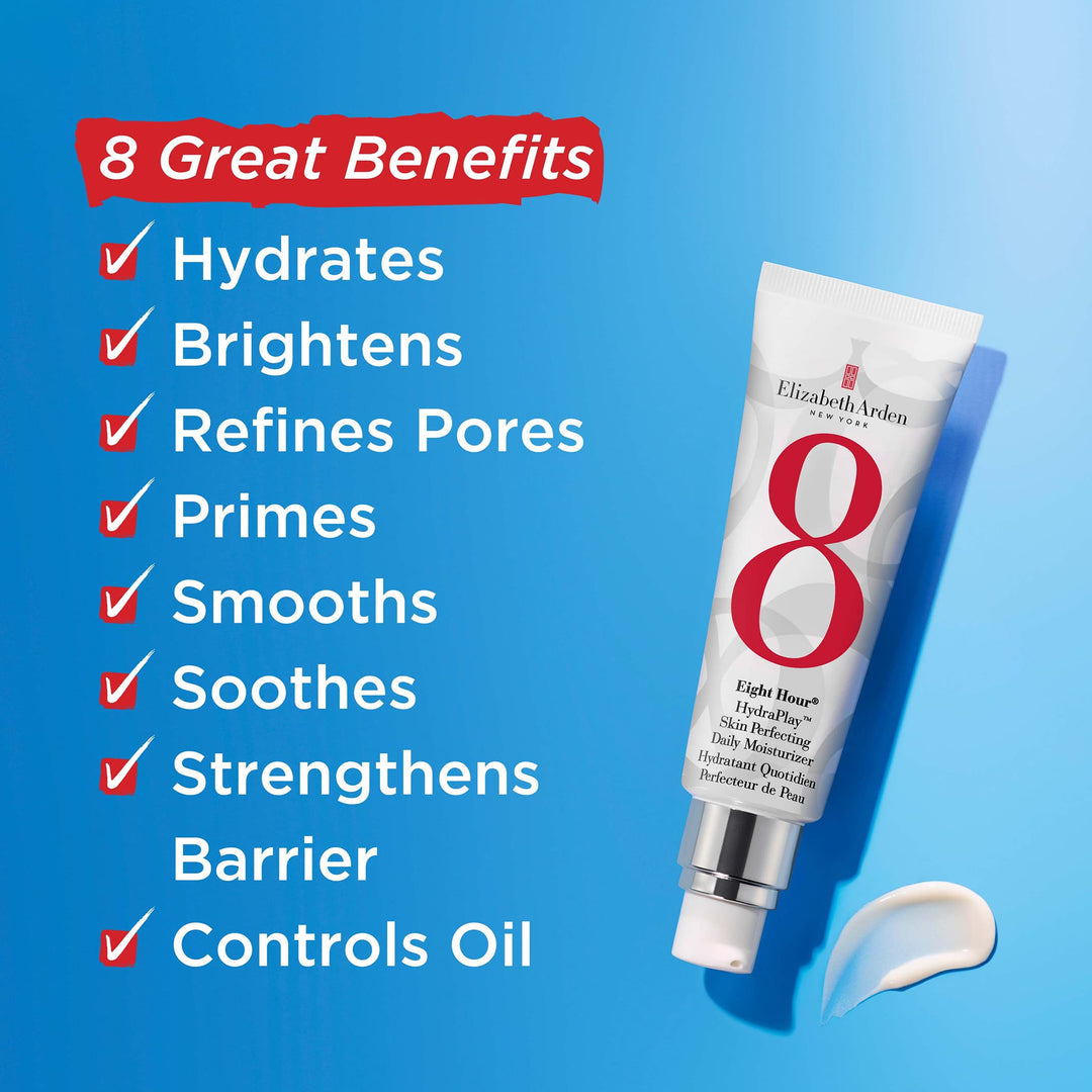 8 Great Benefits. Hydrates, brightens, refines pores, primes, smooths, soothes, strengthens barrier, and controls oil 