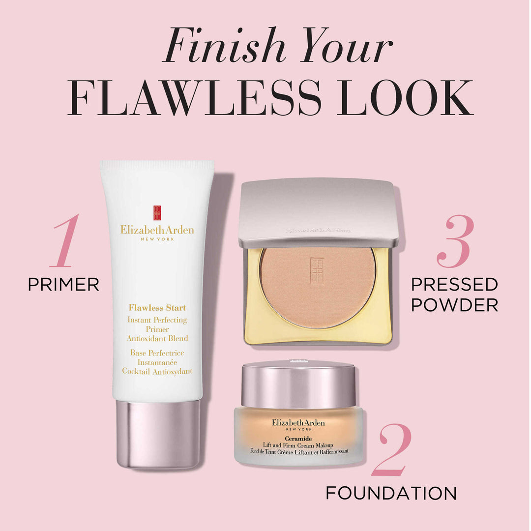 Finish Your Flawless Look. 1 Primer 2 Foundation 3 Pressed Powder